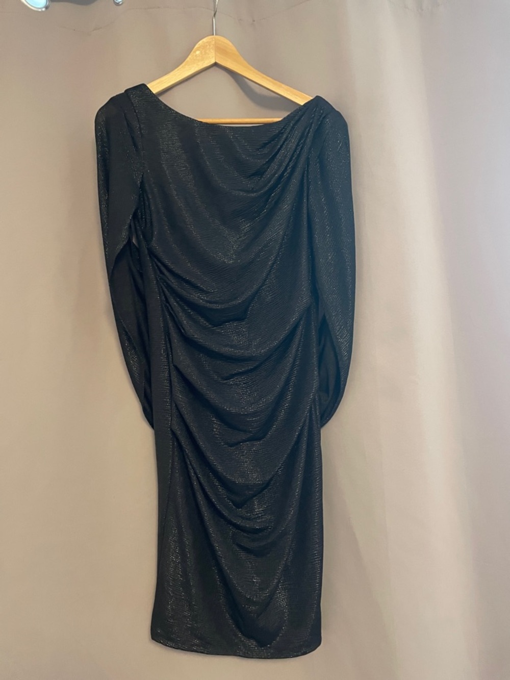 Elegant Black Draped Women's Dress